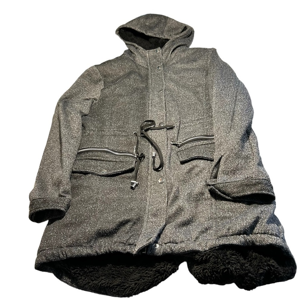 Paper Tee Women’s Hooded Parka Coat Sz Lrg - Picture 10 of 13